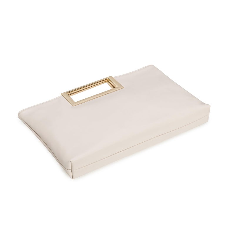 CHARMING TAILOR Fashion PU Leather Handbag Stylish Women Convertible Clutch Purse (Cream) - Image 5